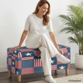 thumbnail image 2 of FOR U DESIGNS Plaid American Flag Print Ottoman Cover Stretch Flip-Top Storage Bench Slipcover, 250th Anniversary Footstool Protector with Elastic Bottom, Anti-Slip Furniture Slipcover for Pets Kids, 2 of 7