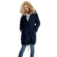 thumbnail image 3 of Women's Fleece Zip Up Jacket Maternity 3 in 1 Long Fuzzy Jackets Outerwear with Pockets Thickened Thermal Hooded Parka Cold Weather Winter Coat, 3 of 9