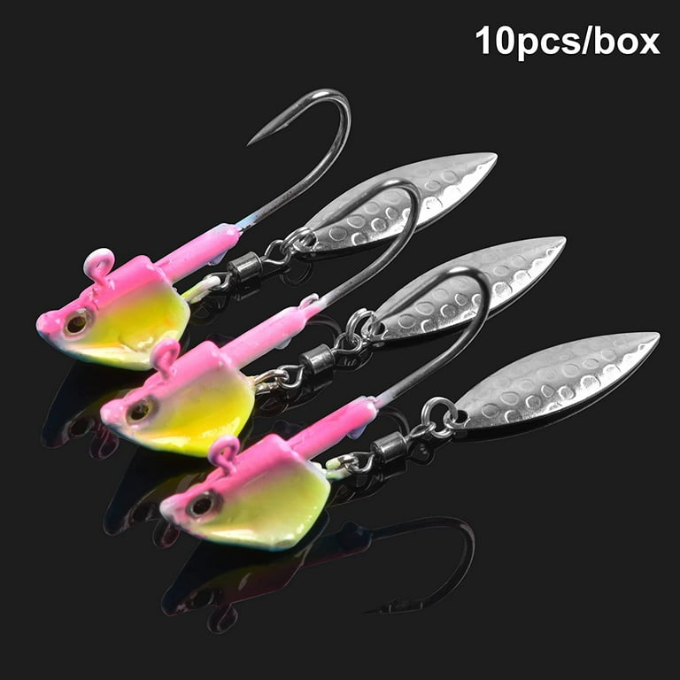 Jig Heads Kit Fishing Jig Head Hooks with Willow Blade Swimbait Jig Head  Weighted Spin Head Jig Lures 1/4oz 3/8oz 1/2oz for Crappie Bass