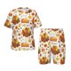 thumbnail image 1 of Balery Thanksgiving With Turkey Conjunto de Pijama Infantil de Manga Corta con Estampado – Ropa de Dormir de Algodón Suave-Medium, 1 of 6