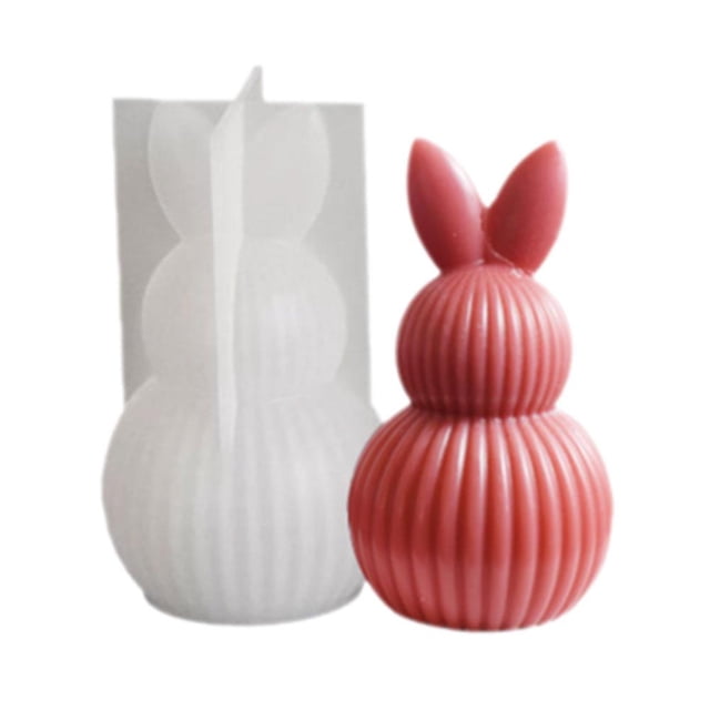 Easter Rabbit Silicone Mold,Bunny Shaped Silicone Candle Molds,3D Cute Bunny for Candle Rabbit Maki Mold,Easter Molds Candle
