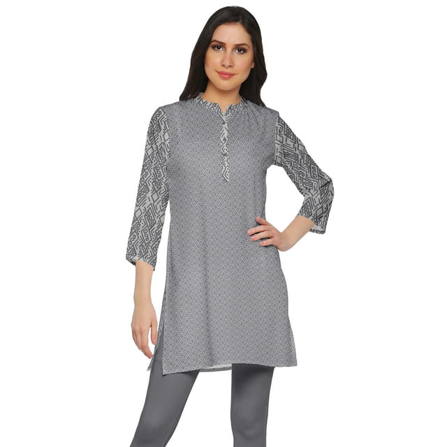 Moomaya Kurta Court Imprimé à Fente Latérale Tunique pour Femmes Tenue d'Été Kurti pour Dames