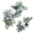 thumbnail image 3 of Guirnalda artificial con arco de boda decorativo hecho a mano, corona de rosas para cenador 3 Blanco Azul, 3 of 9