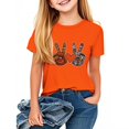 thumbnail image 1 of T-Shirt Graphique à Manches Courtes pour Enfants, Col Rond en Mélange de Coton Tissu Doux, Motif Orange, Tenue Décontractée pour Garçons et Filles, Usage Quatre Saisons, Lavage à la Main Seulement, 1 of 3