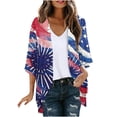 thumbnail image 3 of UVEASISHA American Flag Cardigan Women 4th of July Plus Size Cardigans 3/4 Sleeve Casual Open Front Kimono Jacket Summer Flowy Beach Coverups Multicolor S, 3 of 6