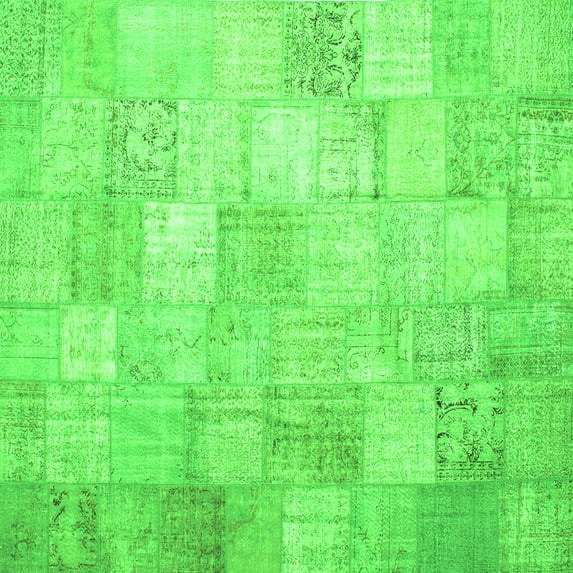 Ahgly Company Indoor Square Patchwork Green Transitional Area Rugs, 3' Square
