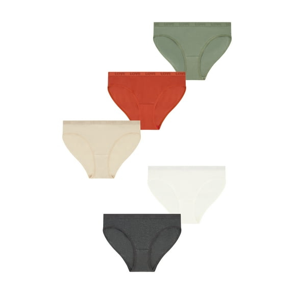 No Boundaries Stretch Ribbed Hi-Cut Cheeky Panties, 5-Pack, Women's