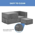 thumbnail image 6 of Delta Children Convertible Sofa and Play Set for Kids and Toddlers Modular Foam Couch and Flip Out Lounger with 2 Ottomans, Grey, 6 of 11