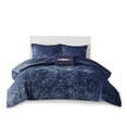thumbnail image 3 of JERFIT Navy Crushed Velvet Comforter Set with Decorative Pillow, Diamond Quilted Hypoallergenic Bedding Set for Twin/Twin XL Size, 3 of 10