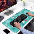 thumbnail image 2 of Long Mouse Pads for Desk,Turquoise Christmas Tree Pattern Desk Mats on Top Of Desks, Desk Mouse Pad Extra Large with 3mm Non-Slip Base and Stitched Edge for Gaming,Office,Work,Home 31.5x15.7in, 2 of 5