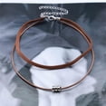 thumbnail image 5 of Boho Layered Leather Choker Necklace Brown Suede Choker Necklace Silver Beads Pendant Necklace Vintage Velvet Short Necklace Leather Cord Choker Necklace Jewelry for Women, 5 of 7