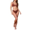 thumbnail image 2 of INSPIRE CHIC Women's Cutout Racerback Ribbed Bikini Sets, 2 Piece Scoop Neck Top Triangle Bottom Swimwear Bathing Suits X-Small Red Brown, 2 of 5