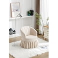 thumbnail image 3 of Swivel Barrel Chair, Modern Linen Fabric Upholstered Round Auditorium Chairs with Pleated Skirt, 360 Degree Swivel Single Sofa Armchair for Nursery Living Room Bedroom Hotel Office, Beige, 3 of 9