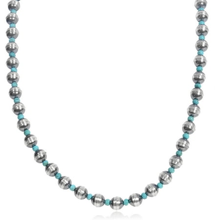 Brinley Co. Women's Turquoise Sterling Silver Handmade Beaded Necklace