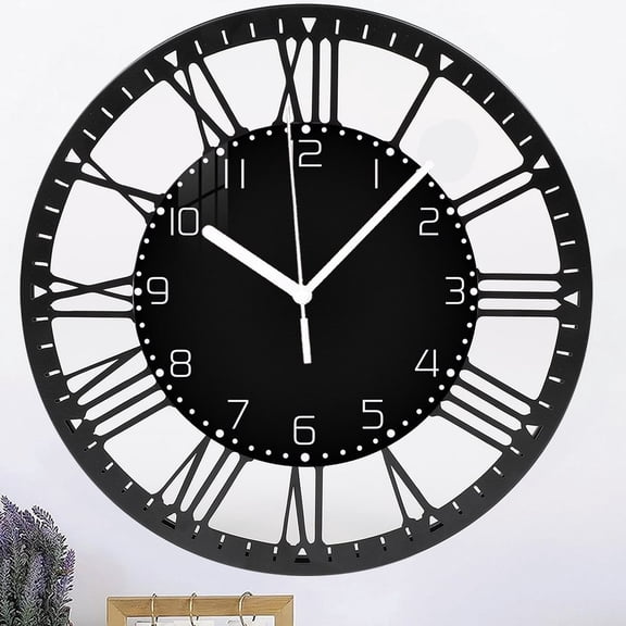 Iron Minimalist- Wall Clocks for Living Room Small Wall Clocks Battery Operated 10 Inch Black Simple Wall Clock Non Ticking Style 10×10inch(25×25cm)