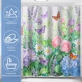thumbnail image 3 of Dznils Floral Shower Curtain Decorative Flower Butterfly Watercolor Polyester Bathroom Curtain with 12 Hooks Bathtub Home Decor 71X71 Inch, 3 of 10