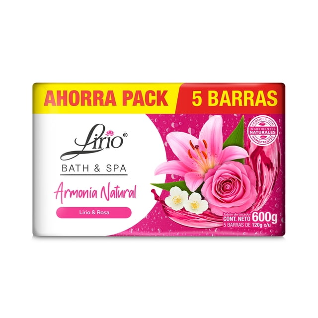 Jabón de tocador en barra Lirio Bath & Spa Lirio&Rosa 5 barras de 120 g c/u