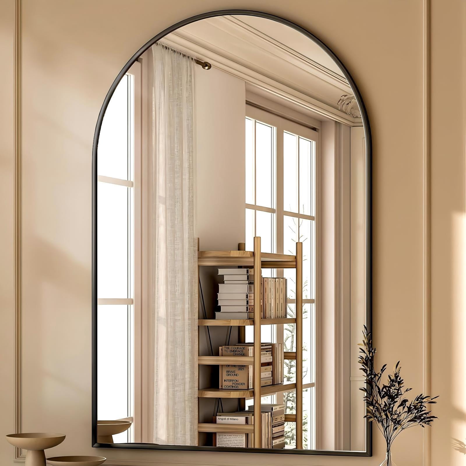 Mirrasia 32"x48" Arched Bathroom Mirror Wall Mounted Vanity Mirror,Black