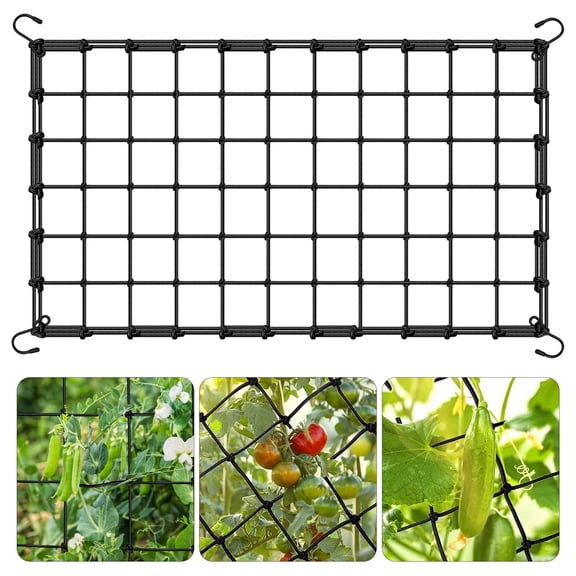 Trellis Netting for Climbing Plant, EEEkit 35 x 16'' Grow Tent Trellis Netting Garden Trelli Net with Steel Hooks, Black