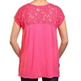 thumbnail image 2 of DKNY Jeans Womens Short Sleeve Lace Top - Hot Pink (M), 2 of 2