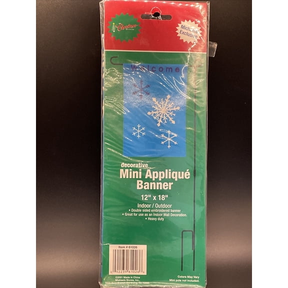 Indoor/Outdoor Mini Double Sides Embroidered Welcome 12x18 Snowflake Banner