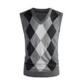 thumbnail image 1 of Top Abrigo Hombres V-Cuello de Punto Red de Bloqueo de Color sin Mangas, Poliéster Casual Top para Al Aire Libre Y Diario, 1 of 1