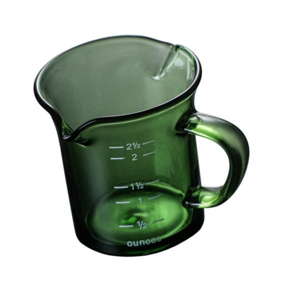 Glass Measuring Cup with Double Scale Multipurpose Drinkware Heat Resistant 70ml with Handle Mixing Jug for Fruit Juice, green