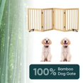 thumbnail image 5 of Semiocthome Foldable Dog Gate Bamboo Extra Wide Pet Gate with 2 Metal Stand for Indoor,Natural,74"W, 5 of 7