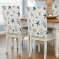 thumbnail image 2 of Oceans Animal Chair Covers Set of 2 Summer Blue Starfish Seanut Coral Seagrass Linen Texture Chair Back Covers Stretch Removable Washable Slipcovers Protector for Dining Room Kitchen Party Decor, 2 of 9