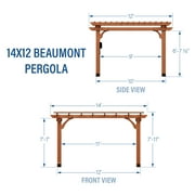 Backyard Discovery Beaumont 14'x12' Cedar Wood Patio Pergola Kit, Trellis Roof, PowerPort