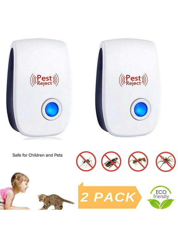 2-Pack Ultrasonic Pest Repeller Electronic Plug In Control Repellent Reject Mice Bug
