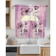 thumbnail image 2 of Pink Floral Kitchen Curtains Swag Valance and Tier Curtains Set 24 Inch Length, Vintage Botanical Gradient Pastel Painting Rod Pocket Drape Panels Pair Swag Curtains for Bathroom/Cafe/Window, 2 of 6