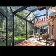 ALEKO 16 x 10 ft Red White Striped Motorized Retractable Patio Awning