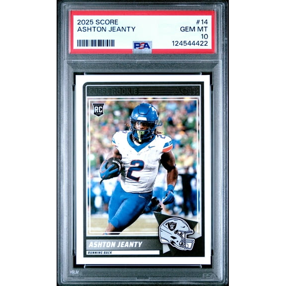 Graded 2025 Panini Score Ashton Jeanty #14 Rookie RC Football Card PSA 10 Gem Mint