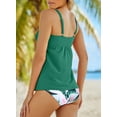 thumbnail image 4 of DOKOTOO Tankini Bathing Suits for Women Solid Plus Tankini Set Swimwear with Swim Briefs Criss Cross Push Up Beachwear Green 3XL 22-24, 4 of 7