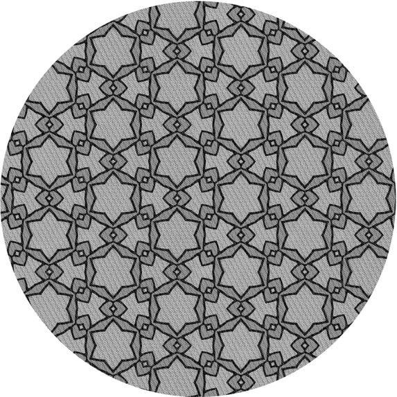Ahgly Company Machine Washable Indoor Round Transitional Dark Gray Area Rugs, 3' Round