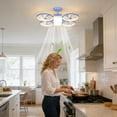 thumbnail image 3 of BotaniNest Drone Style LED Ceiling Fan Light Three Adjustable Color Modes Modern Drone Shaped Ceiling Fan Lamp E27 Lamp Holder Remote Control Extension Rod Suitable For Bedrooms Living, 3 of 5