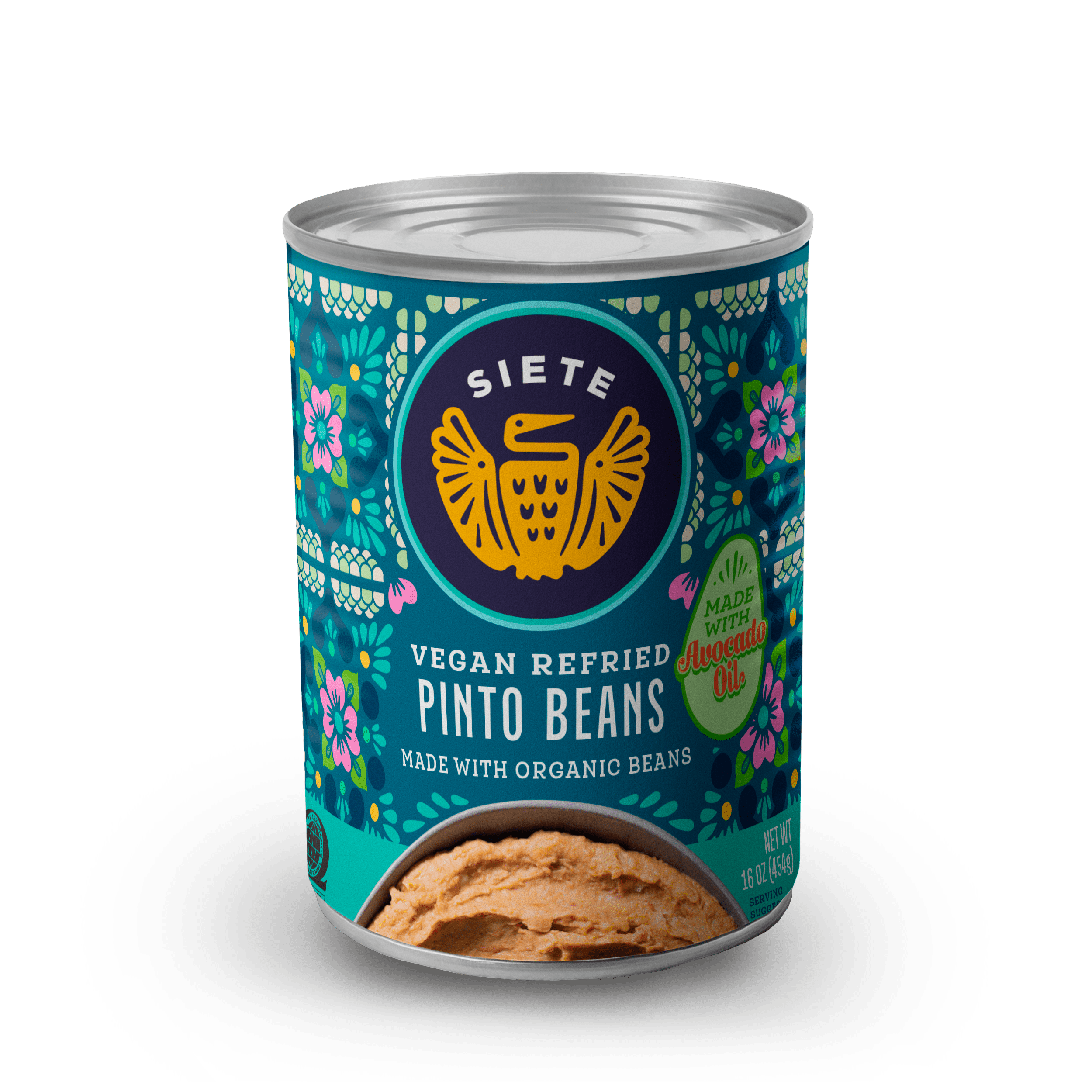 Siete Family Foods Vegan Refried Pinto Beans, 16 oz, Can