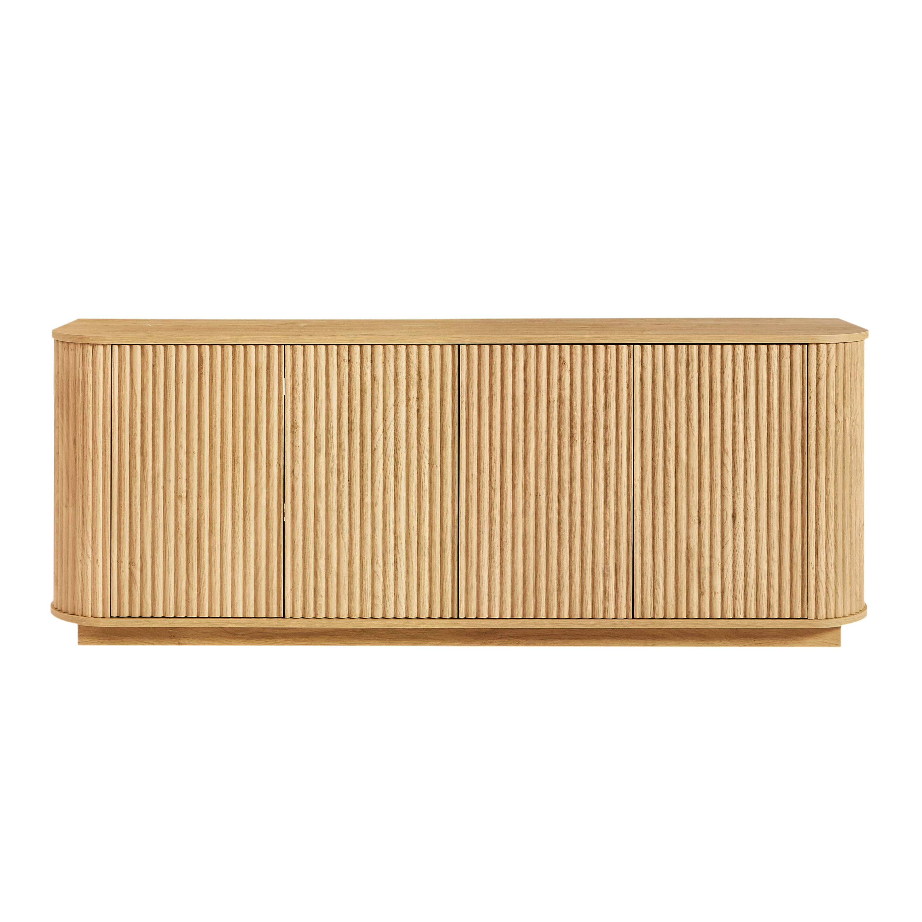 Aukfa TV Stand for TVs Up to 65", Striped Sideboard Storage Cabinet for Kitchen/Bedroom/Entryway,Natural