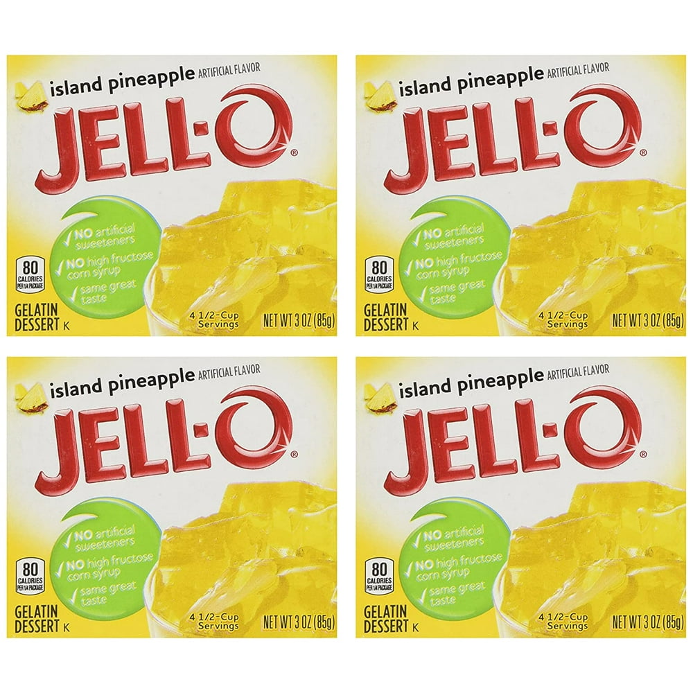 JellO Island Pineapple Gelatin Mix, 3 oz Boxes (Pack of 4) Walmart