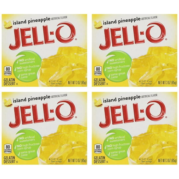 JellO Island Pineapple Gelatin Mix, 3 oz Boxes (Pack of 4) Walmart
