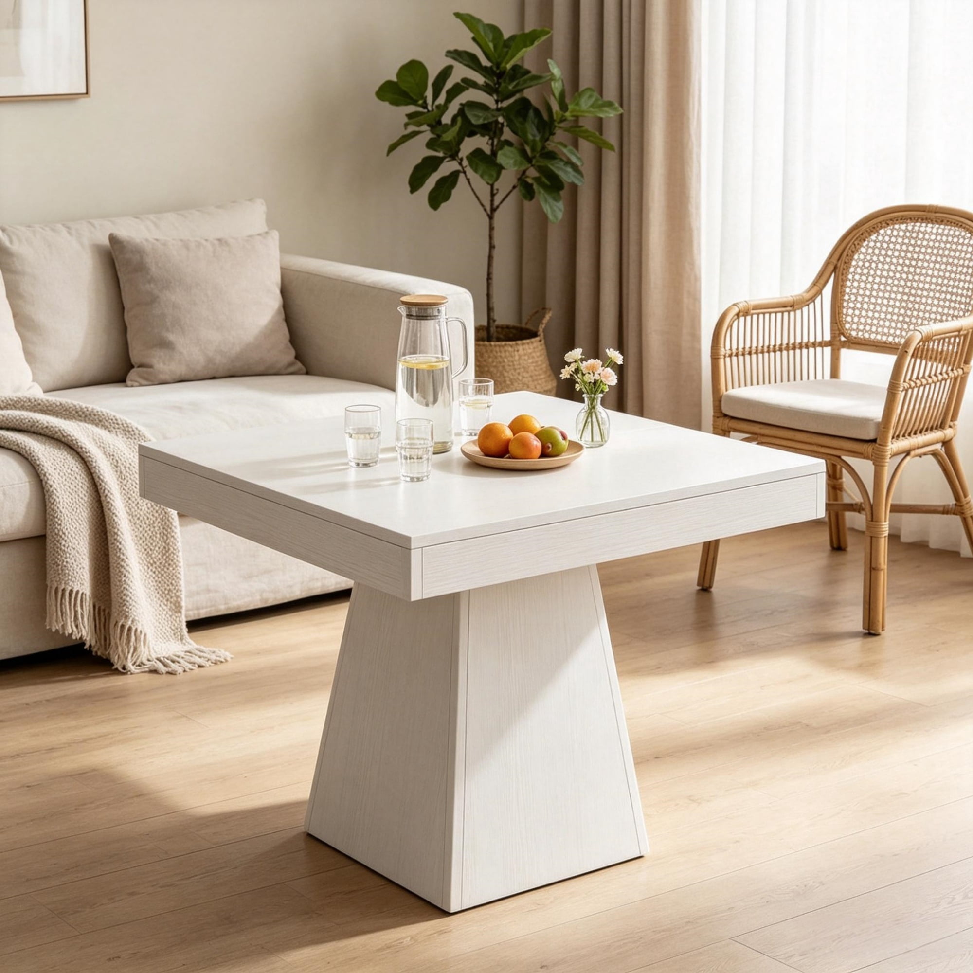 Small Farmhouse Square Dining Table, 31.5 Inch Kitchen Dinner Table Seats 4