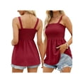 thumbnail image 4 of Lucakuins - Camisola informal de verano para mujer, a la moda, de color sólido, sin mangas, con pliegues Lucakuins  moda, 4 of 5