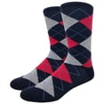 thumbnail image 2 of COUVER Mens Cotton Argyle Crew Dress Socks Navy Red Gray 2 Pairs Size 8-13 (Mens), 2 of 8