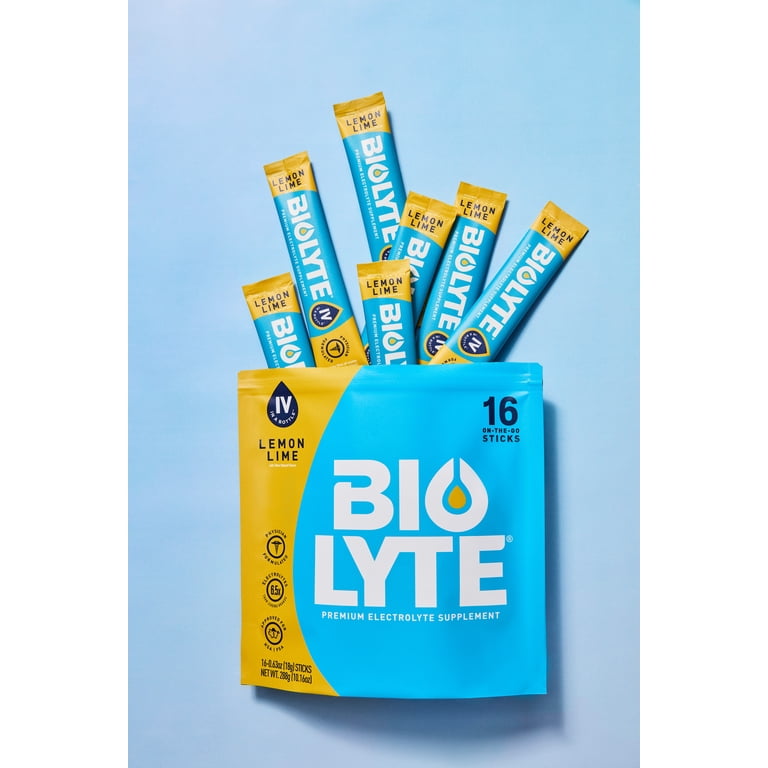 BIOLYTE, Electrolyte Powder Packet Drink Mix, 16 pack, Lemon Lime