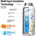 thumbnail image 2 of Floral Water Bottle 32oz Insulated Stainless Steel Flower Thermos Sports Bottles Cup with Handle and Flip Straw Floral Gifts Stuff for Girls Women, 2 of 6
