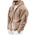 thumbnail image 2 of Pejock Men's Plush Hooded Jacket, Lightweight Zip Up Fleece Outerwear with Pockets, Long Sleeve Casual Wear for Spring Winter, 2 of 9
