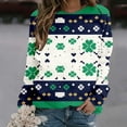 thumbnail image 5 of XIAOCHA Women's St Patrick Sweatshirt Pixel Clover Print Pullover Top Striped Crew Neck Sweatshirt, Green, Sizes XXXL, 5 of 7