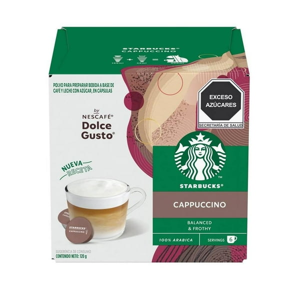 Cápsulas de café y leche Starbucks by Nescafé Dolce Gusto cappuccino 12 pzas