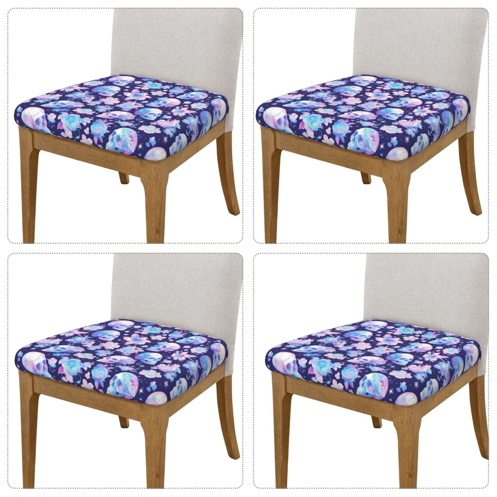 Vsdgher flower Skull starry sky Couch Cushion Covers, Non-Slip Sofa Seat Cushion Slipcovers, Soft Couch Covers（Don't include seat cushion）Four Pieces